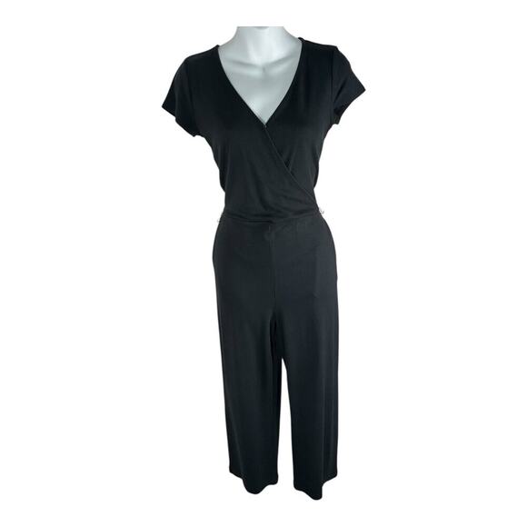 Hollister Surplice Wrap Black Kit Midi Midi Romper Jumpsuit Size Medium Pockets - Picture 13 of 15